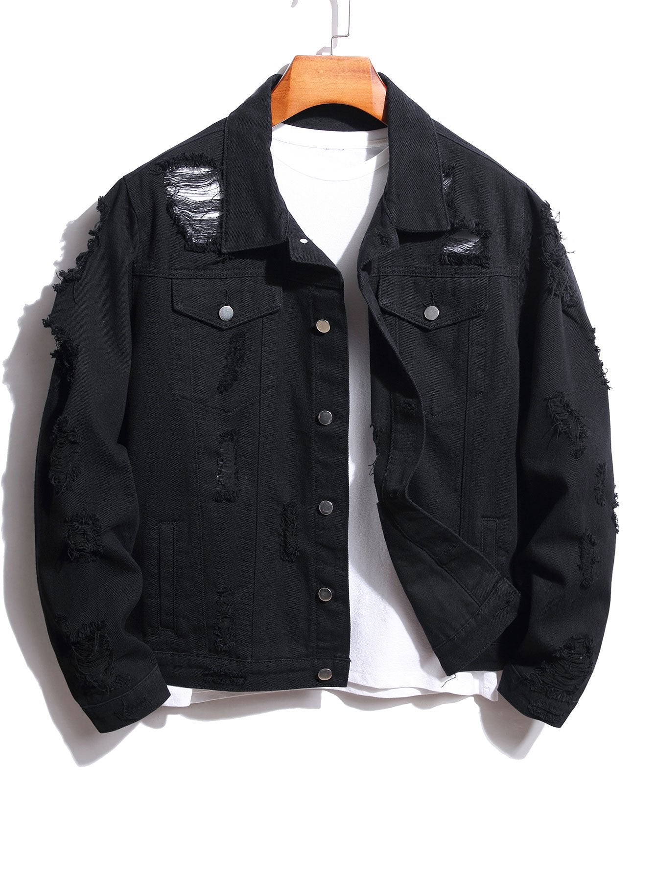 Man Ripped Denim Jacket