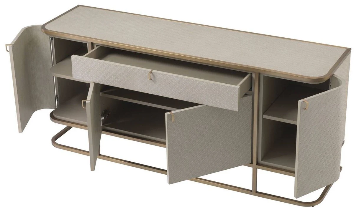 Casa Padrino c¨®moda de lujo con 4 puertas y caj¨®n beige / lat¨®n 170 x 46 x A. 75 cm - Aparador - Armario - Muebles de lujo - Calidad de Lujo