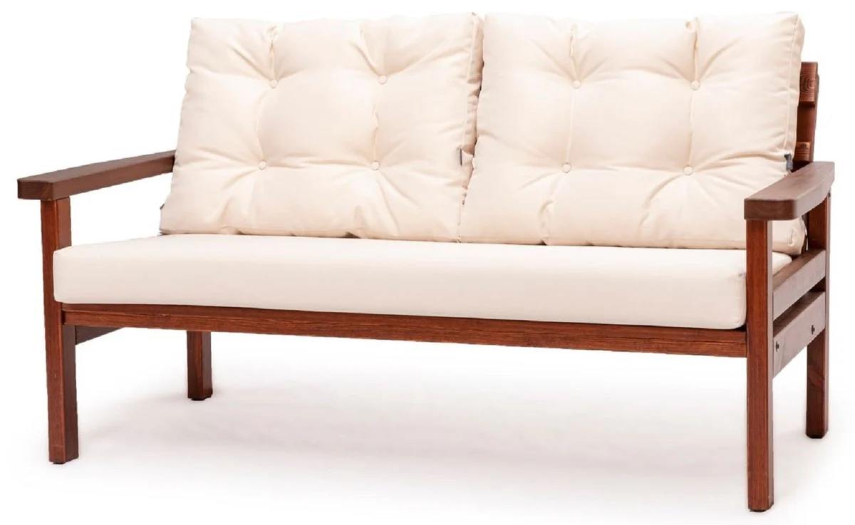 Casa Padrino conjunto de muebles de jardín de lujo beige / marrón oscuro - 1 Sofá de Jardín y 2 Sillones de Jardín y 1 Mesa de Comedor Jardín - Muebles de jardín y terraza - Muebles de lujo