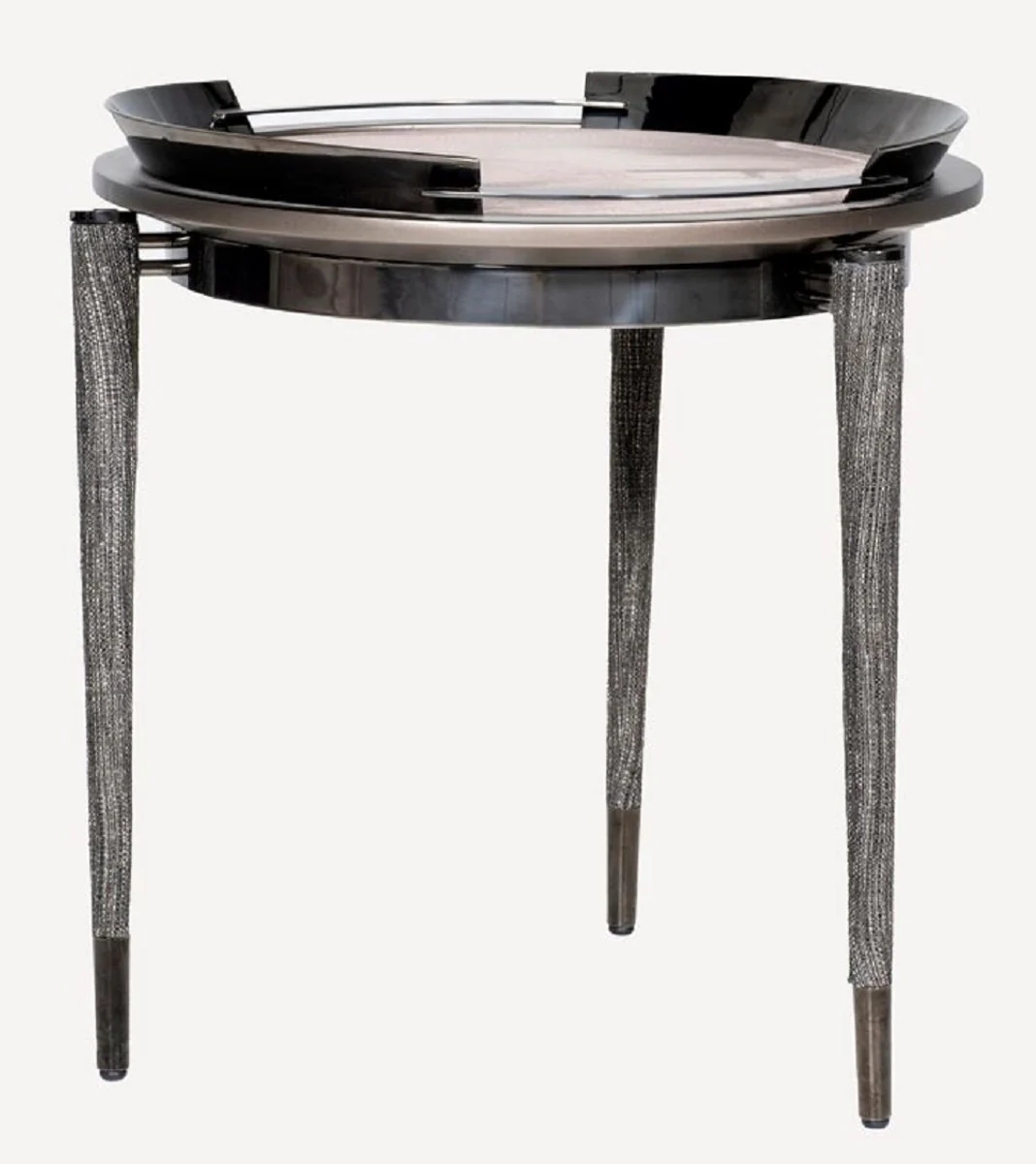 Casa Padrino mesa auxiliar de lujo de 3 patas gris / negro / bronce ? 53 x A. 55,16 cm - Mesa auxiliar de sal¨®n redonda - Mesa de hotel - Muebles de sal¨®n - Muebles de hotel - Calidad de lujo