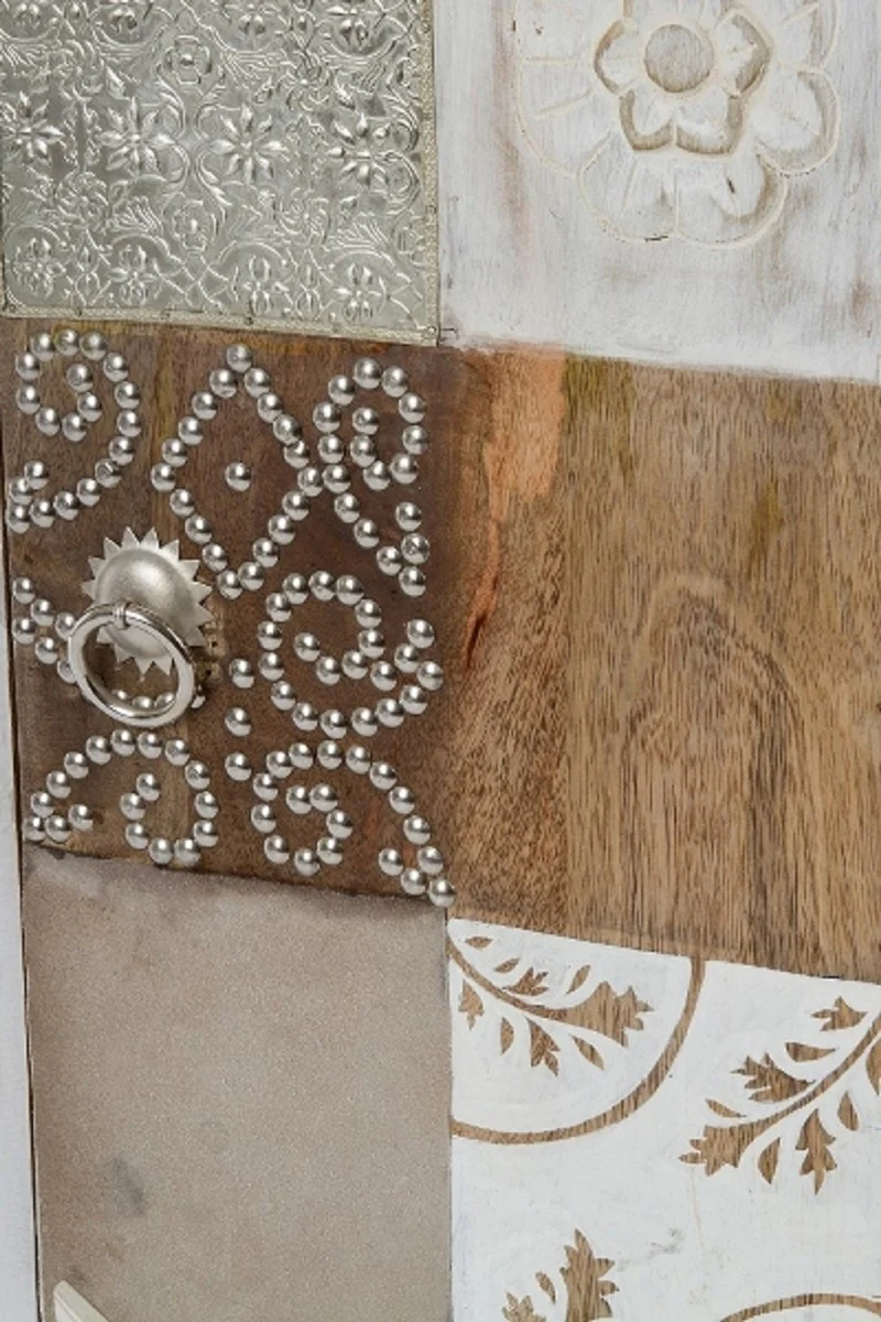 Casa Padrino cómoda de estilo campestre shabby chic blanco antiguo / multicolor 40 x 32 x H. 70 cm - Pequeño Gabinete de Estilo Campestre con Puerta