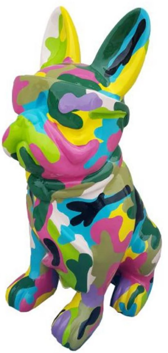 Casa Padrino escultura decorativa de lujo perro bulldog multicolor A. 120 cm - Figura decorativa grande - Escultura decorativa XXL - Esculturas y figuras decorativas XXL de lujo