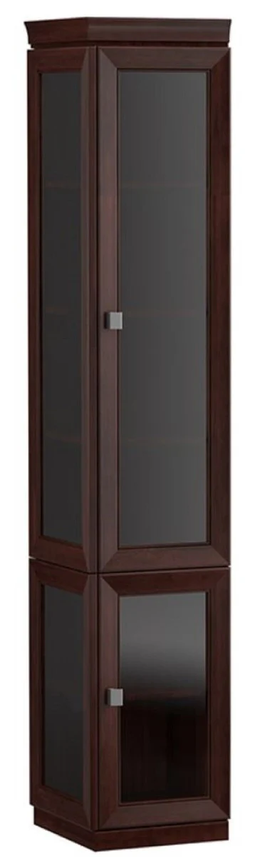 Casa Padrino Gabinete de Sala de Estar de Lujo con 2 Puertas de Vidrio Marr¨®n Oscuro / Gris 45,4 x 44,2 x H. 225,6 cm - Vitrina con 2 Puertas de Vidrio