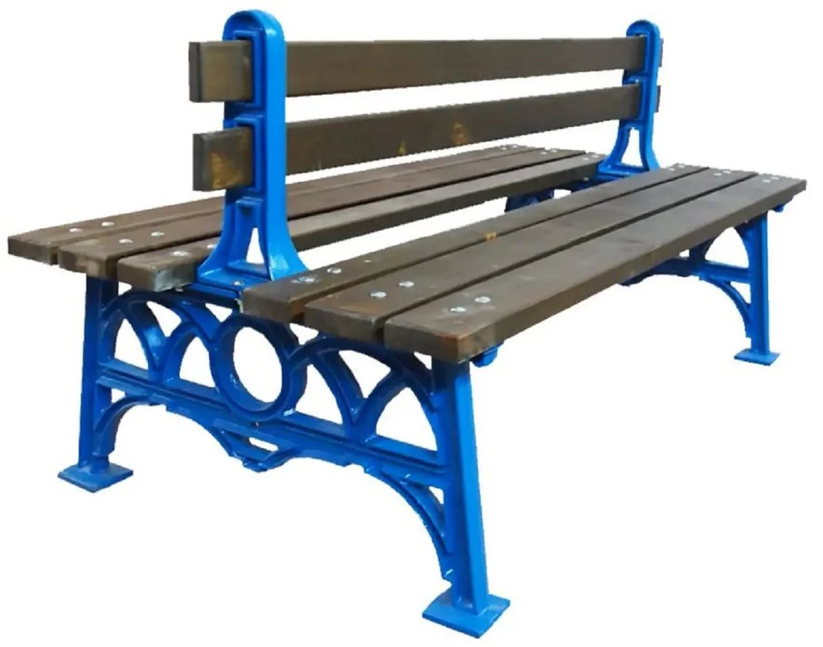 Casa Padrino Banco de Jard¨ªn de Estilo Industrial de Doble Cara Marr¨®n / Azul 180 cm