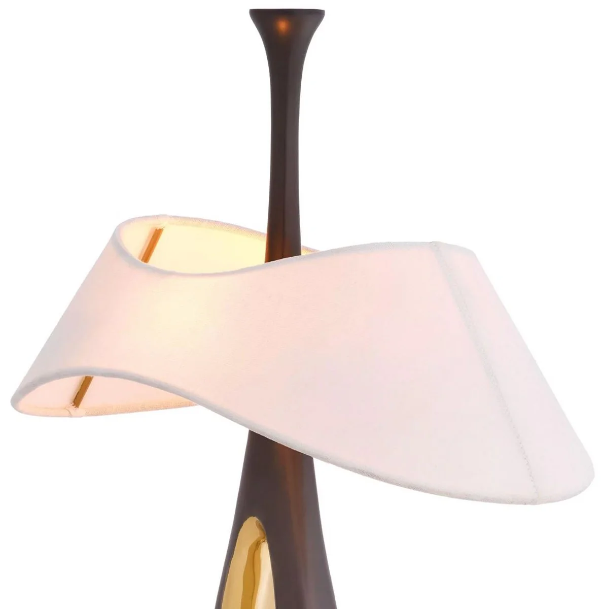 Casa Padrino lámpara de mesa de lujo bronce de cañón / latón / blanco 41,5 x A. 63 cm - Lámpara de escritorio de latón con pantalla - Lámparas de mesa de lujo - Muebles de lujo - Interior de lujo