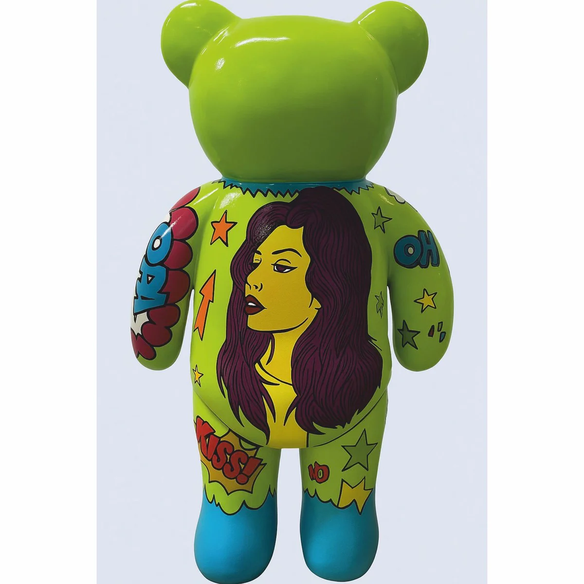Casa Padrino escultura decorativa XXL oso de peluche verde / colorido A. 142 cm - Figura decorativa grande