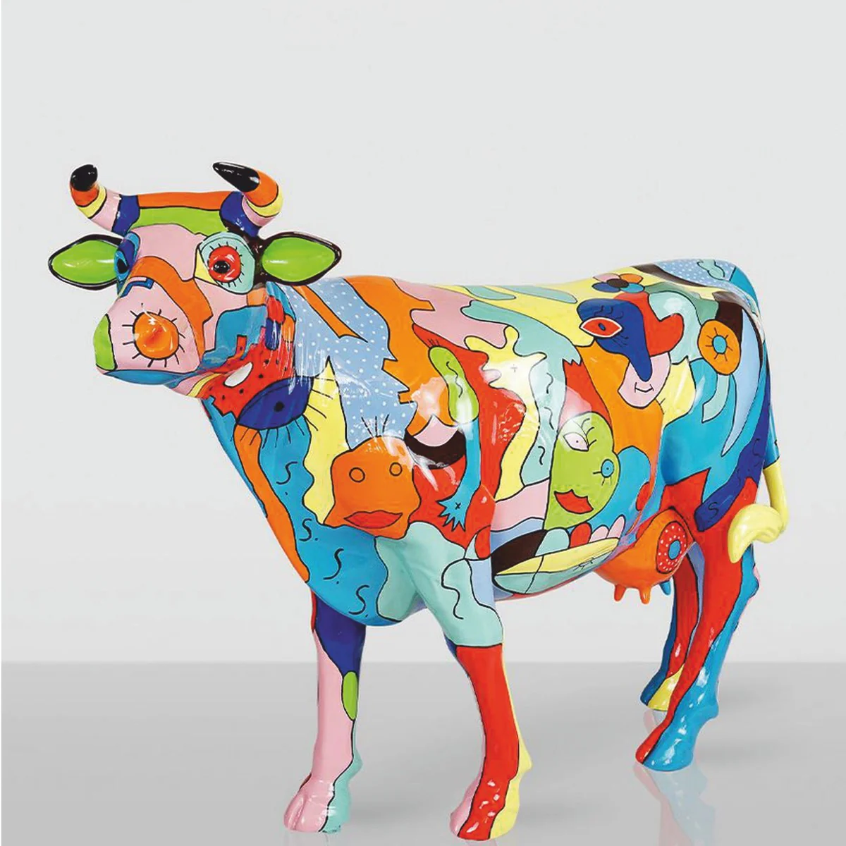 Casa Padrino escultura decorativa XXL vaca colorido A. 147 cm - Figura de jard¨ªn de tama?o natural