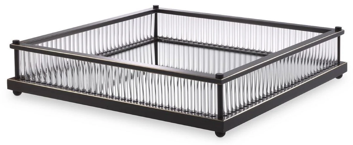 Casa Padrino bandeja de servicio de lujo bronce 39,5 x 39,5 x A. 9 cm - Bandeja de acero inoxidable con espejo - Accesorios de gastronom¨ªa de lujo