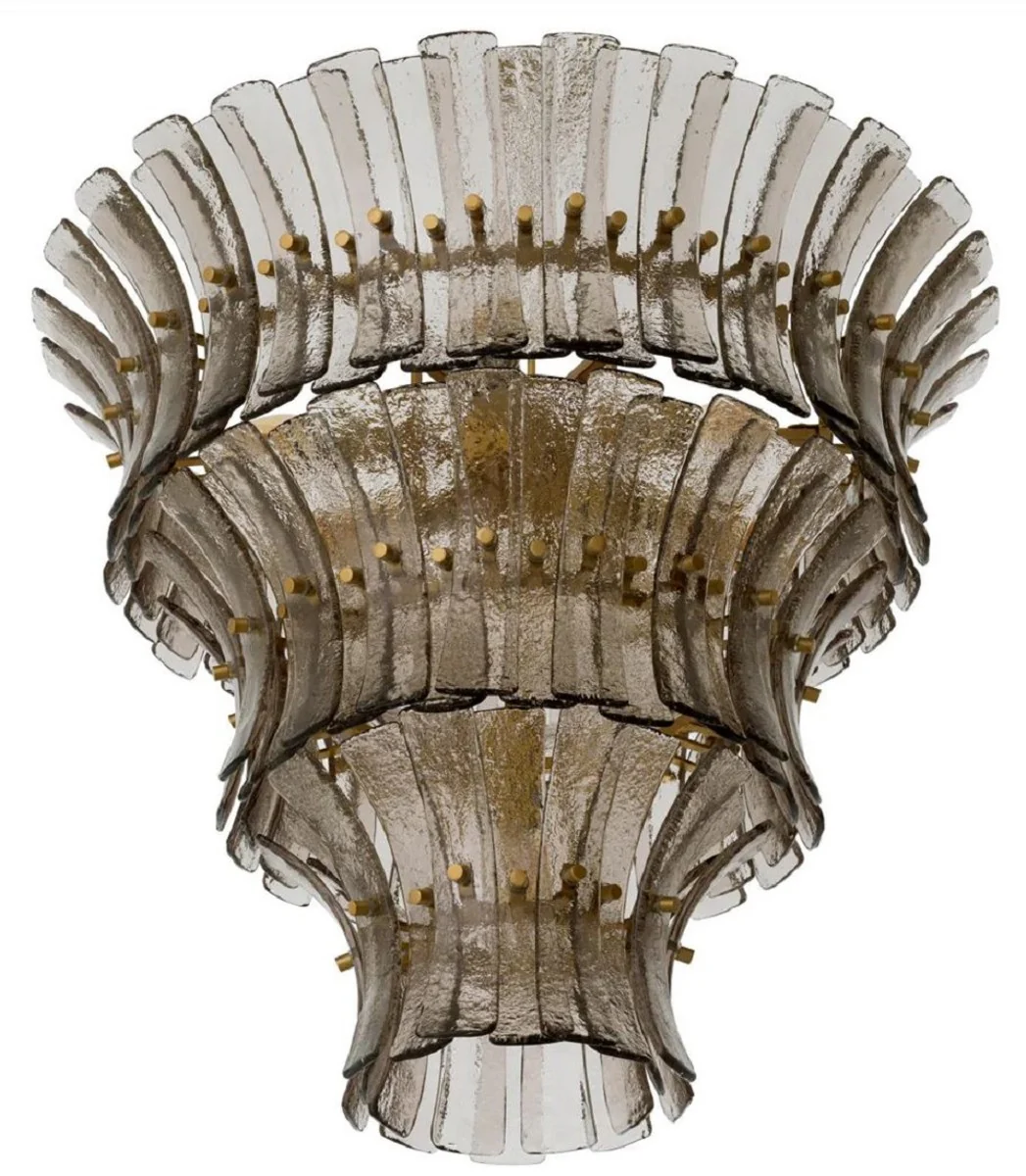 Casa Padrino l¨¢mpara de ara?a de lujo gris / lat¨®n antiguo ? 67 x A. 60 cm - L¨¢mpara de ara?a de cristal redonda - L¨¢mpara de ara?a de sal¨®n - L¨¢mpara de ara?a de hotel - Muebles de lujo