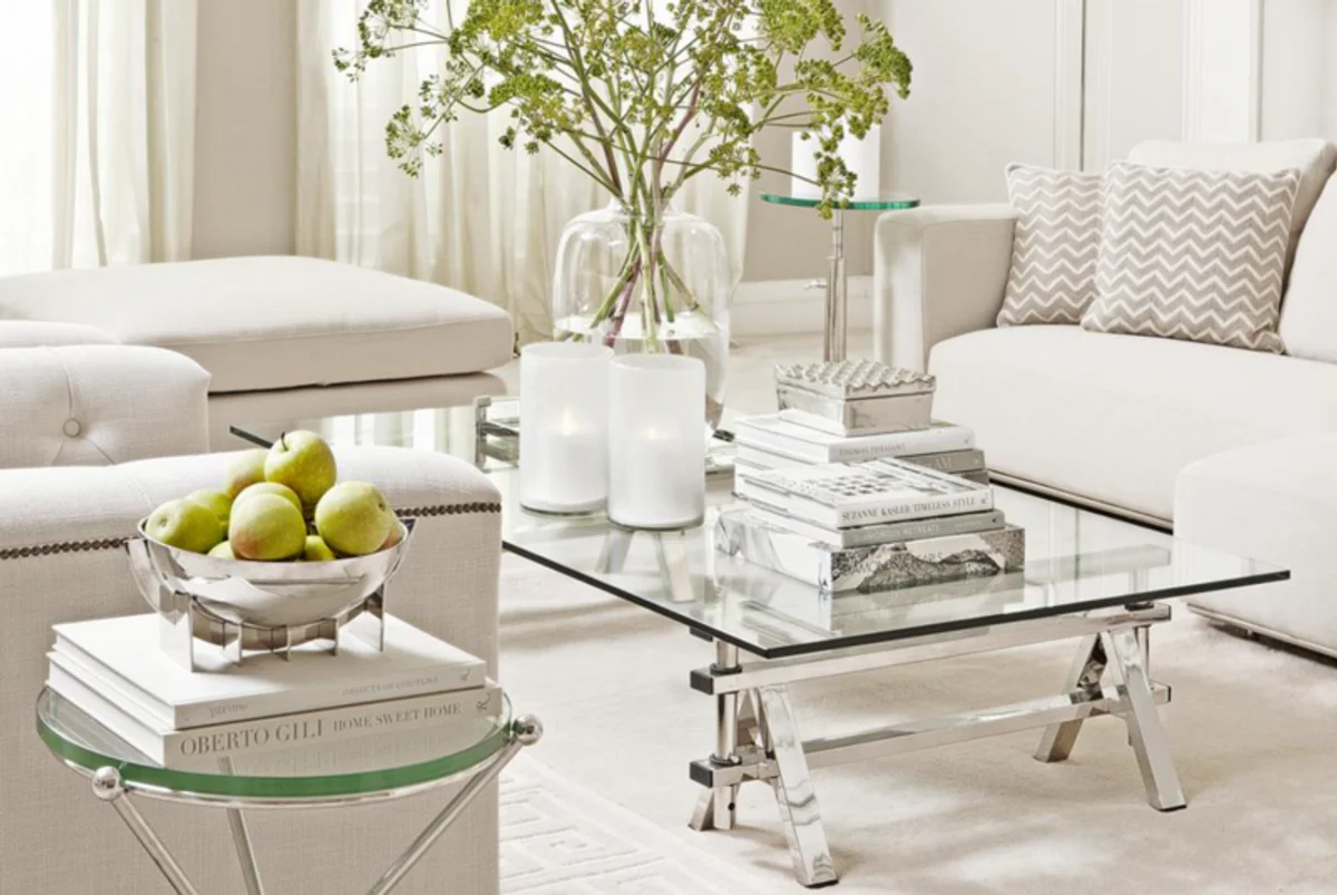 Casa Padrino Art Deco luxury coffee table 170 x 100 x H. 31-42 cm - living room coffee table - Luxury Furniture