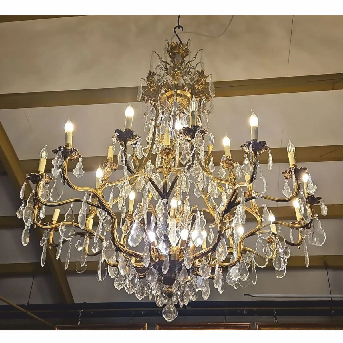 Casa Padrino ara?a de luces de cristal barroco de lujo bronce antiguo ? 160 x A. 175 cm - Muebles barrocos