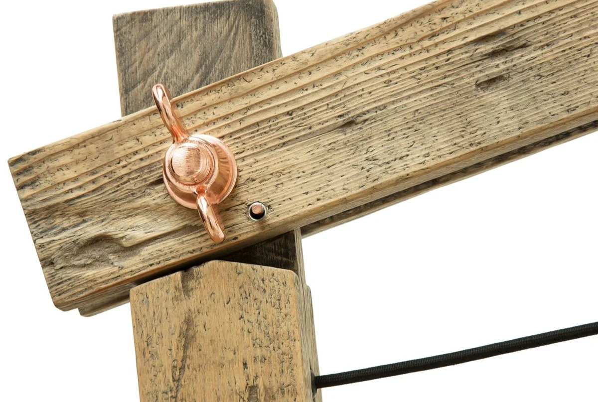 Casa Padrino lámpara de pie de madera de pino colores naturales 190 x 52 x H. 220 cm - Lámpara de Pie de Lujo con Cable Negro