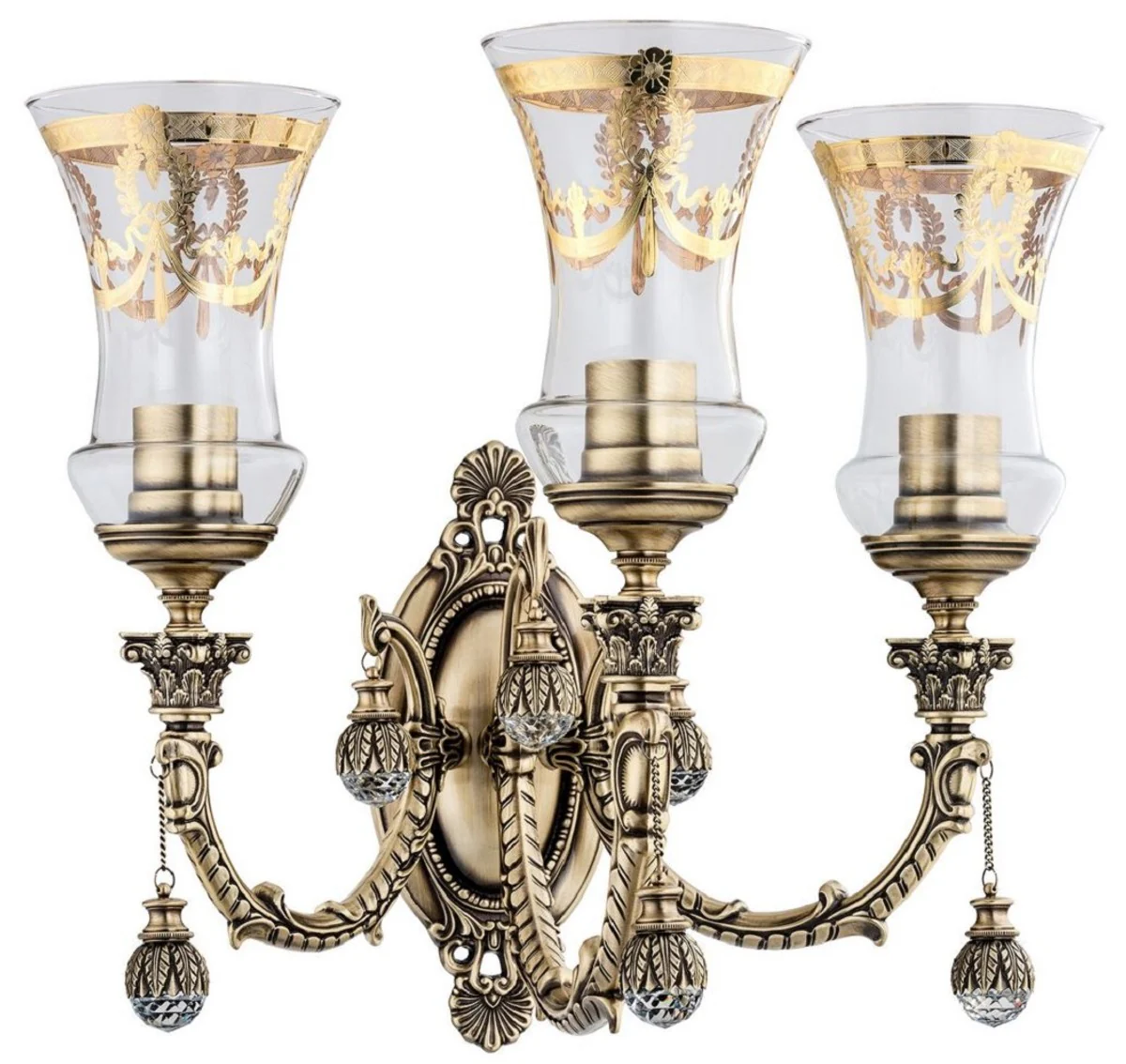 Casa Padrino l¨¢mpara de pared barroco de lujo de cristal barroco lat¨®n con p¨¢tina / oro 43 x A. 37 cm