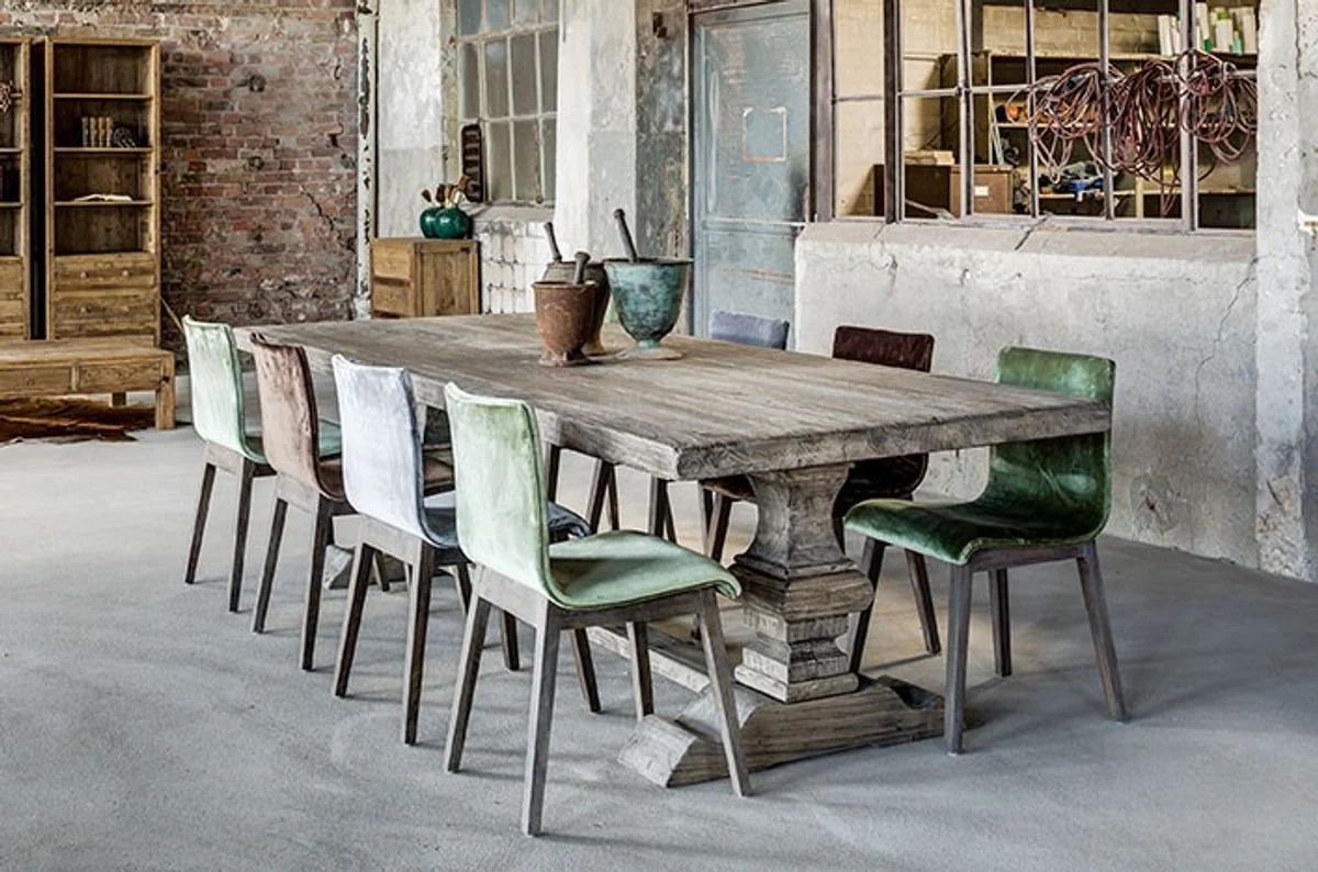 Casa Padrino villa dining Oak Rustic Grey - Baroque table solid oak