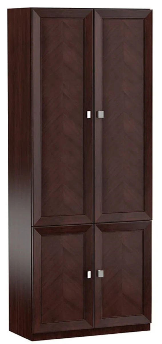 Casa Padrino Gabinete de Sala de Estar de Lujo Marr¨®n Oscuro / Plata 90,6 x 44,2 x H. 225,6 cm - Gabinete de Estante Armario de Oficina con 4 Puertas