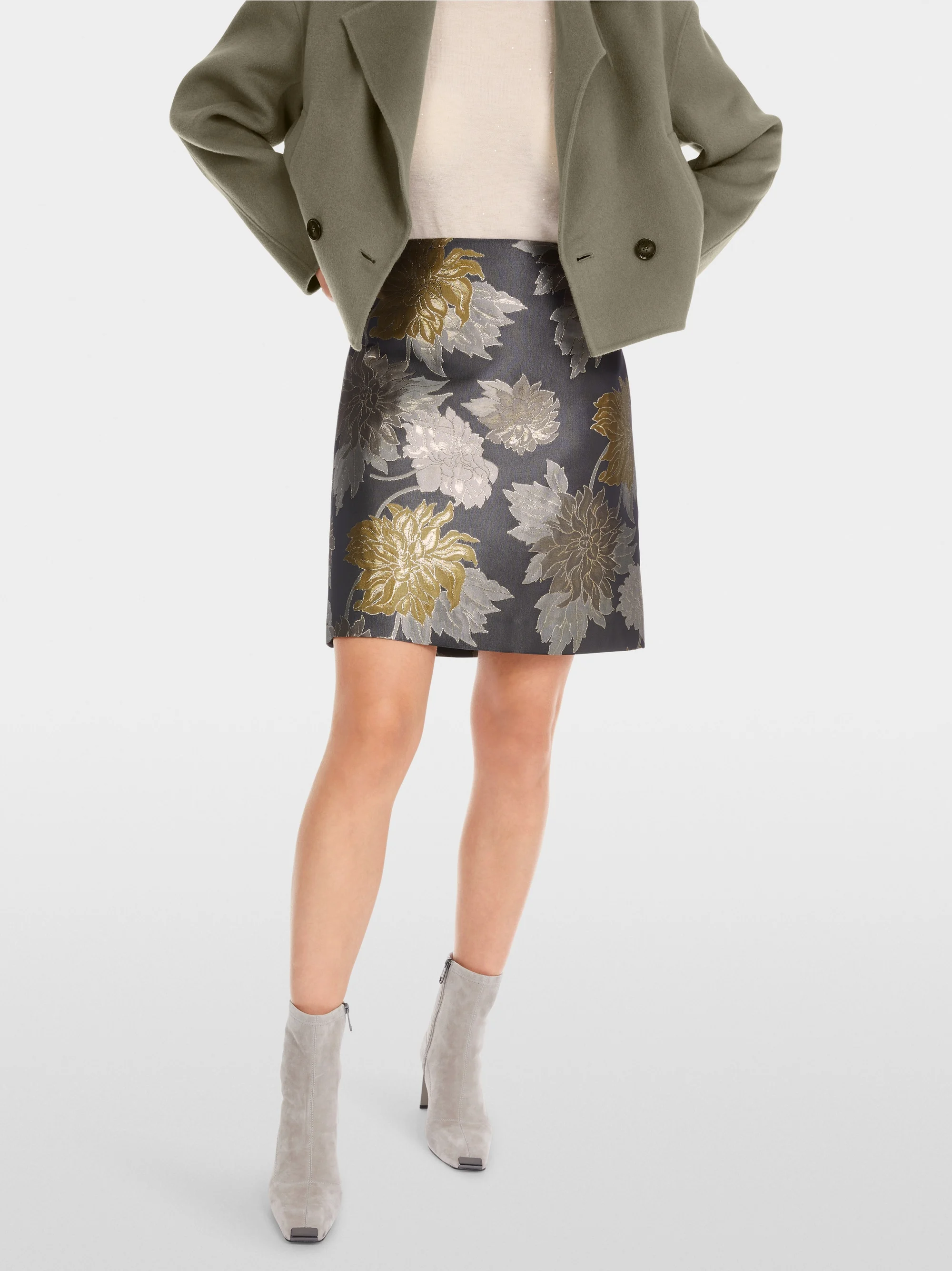 Marc-Cain Floral mini skirt in shiny jacquard