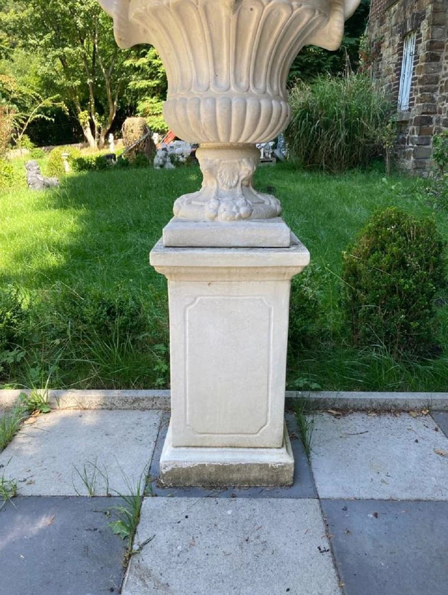 Casa Padrino maceta barroco con columna blanco Ø 73 x A. 141 cm - Magnífica macetero con columna de jardín en estilo barroco - Accesorios de decoración de jardín barroco