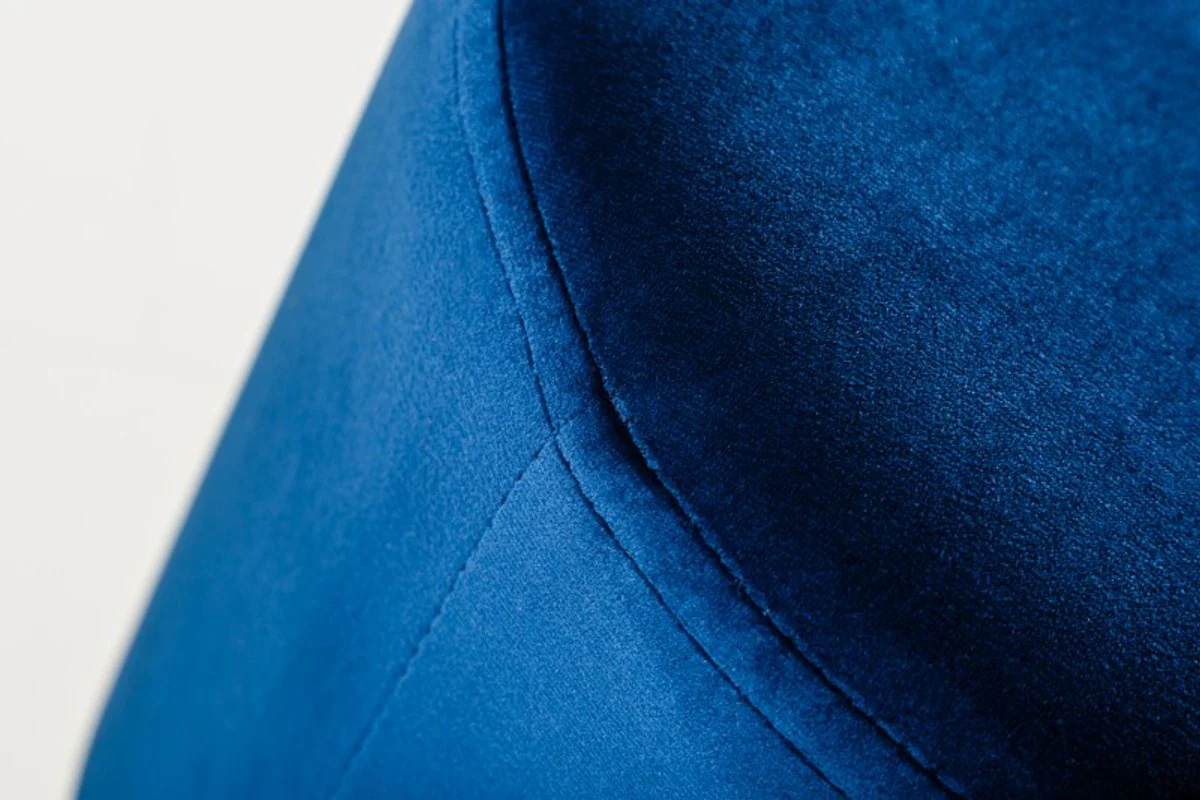 Taburete redondo de dise?o Casa Padrino Azul / dorado B. 55 x Alt. 35 cm - Muebles de sala