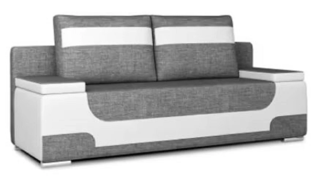 Casa Padrino sof¨¢ cama de lujo gris / blanco / plata 200 x 92 x A. 90 cm - Sof¨¢ de sal¨®n con funci¨®n de dormir - Muebles de sal¨®n - Muebles de lujo - Interior de lujo