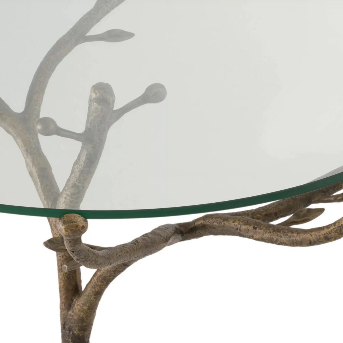 Casa Padrino mesa auxiliar de lujo lat¨®n antiguo ? 79,5 x A. 75 cm - Mesa tr¨ªpode redonda de lat¨®n con tapa de vidrio - Muebles de sal¨®n - Colecci¨®n de Lujo