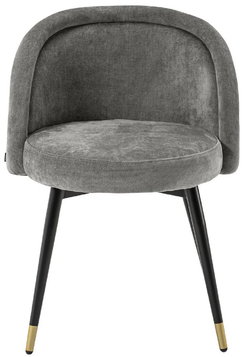 Casa Padrino conjunto de sillas de comedor de lujo gris / negro / lat¨®n 57,5 x 58 x A. 77 cm - Sillas de comedor nobles - Muebles de comedor de lujo