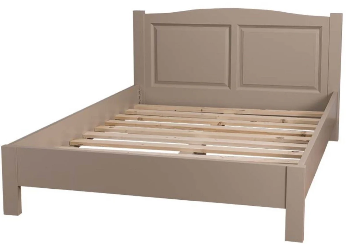 Casa Padrino cama de estilo campestre gris pardo 160 x 200 cm - Cama Doble de Madera Maciza - Muebles de Dormitorio de Estilo Campestre