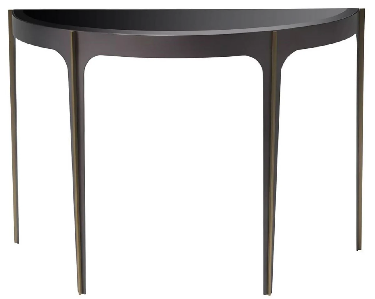 Casa Padrino consola de lujo bronce / lat¨®n / negro 102,5 x 40 x A. 75 cm - Mesa consola de acero inoxidable con tapa de vidrio - Muebles de Lujo