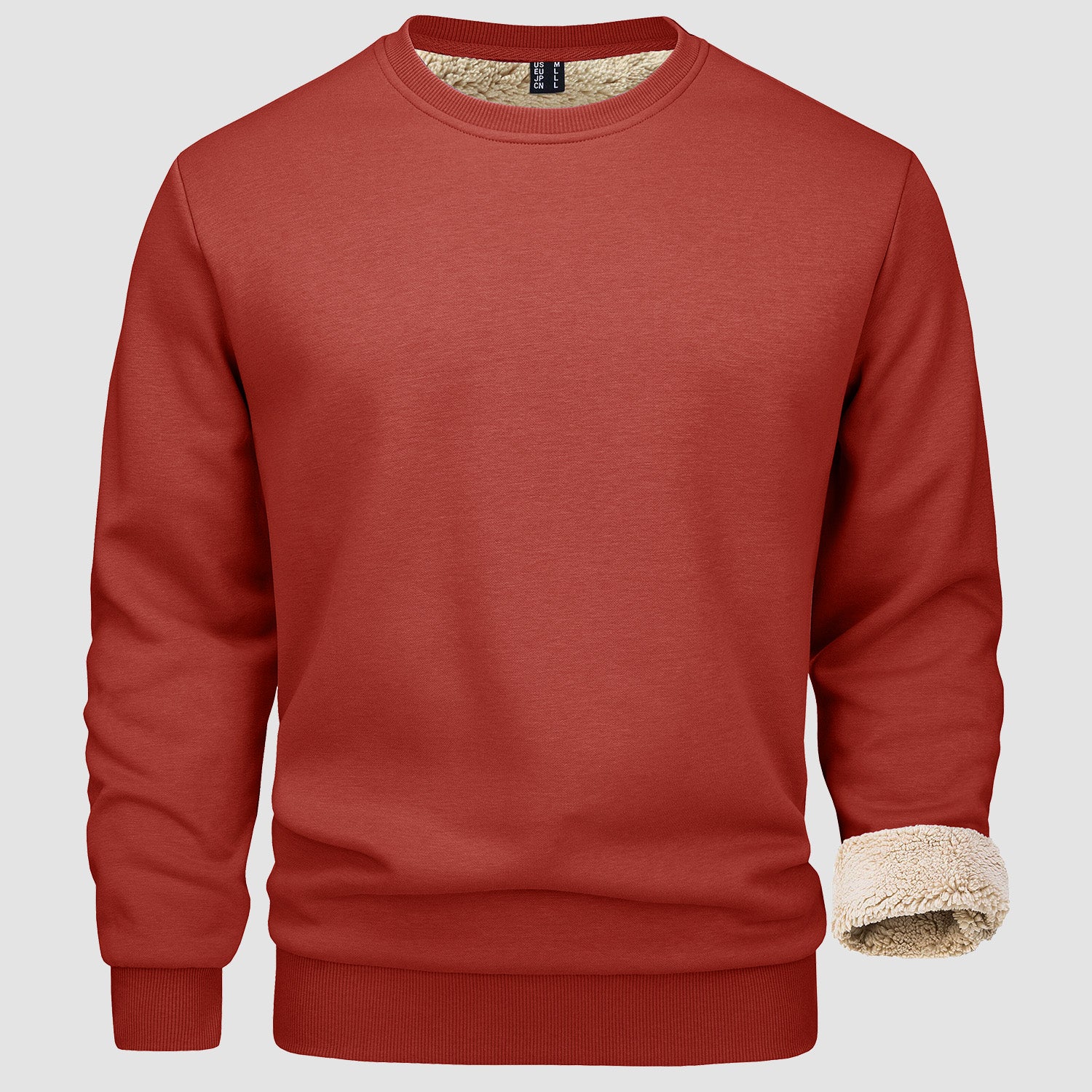 Men's Fleece Lined Sweatshirts Pullover Basic Tops Warm Crewneck Winter Sweater Underwear