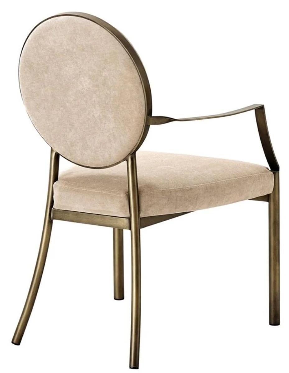 Casa Padrino silla de comedor de lujo con reposabrazos greige / bronce 60.5 x 60 x H. 91 cm - Edici¨®n Limitada