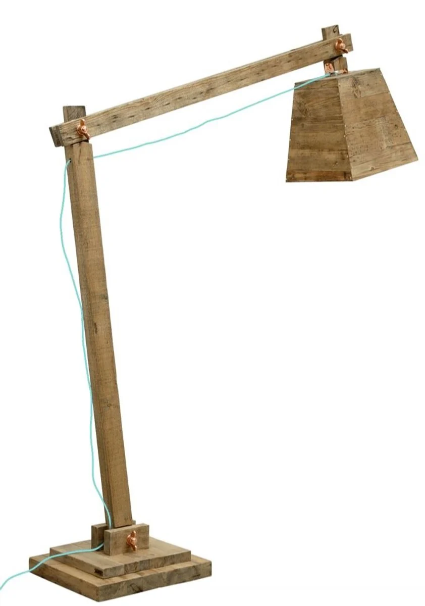 Casa Padrino lámpara de pie de madera de pino colores naturales 190 x 52 x H. 220 cm - Lámpara de Pie de Lujo con Cable Aqua Azul