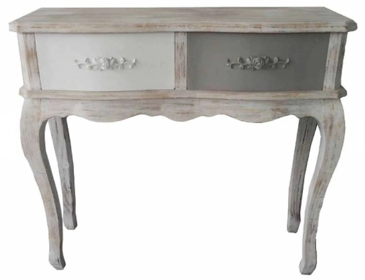 Casa Padrino Country Style Console Antique White / Multicolored 91 x 33 x H. 80 cm - Shabby Chic Console Table