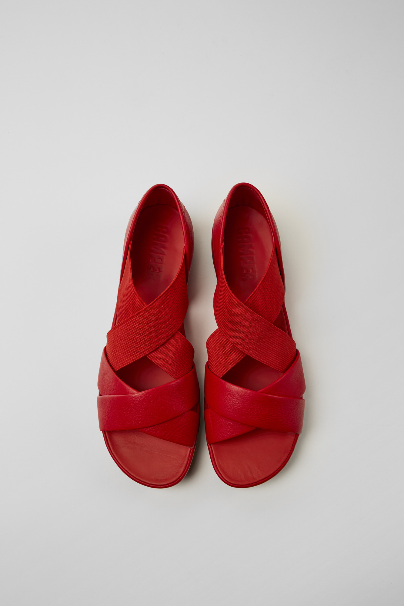 Right - Red leather sandals for women