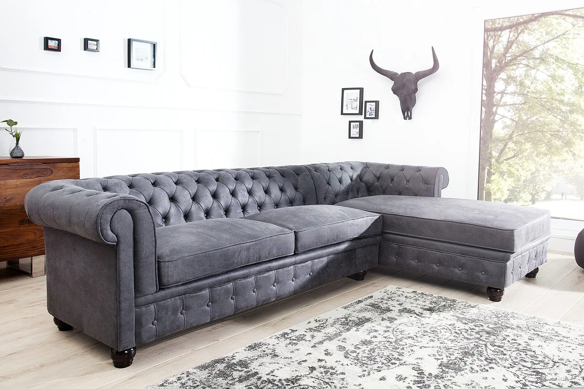 Casa Padrino Chesterfield sof¨¢ en gris antiguo - muebles de sala de estar - sof¨¢