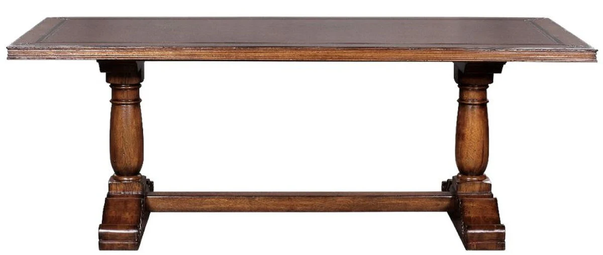 Casa Padrino mesa de comedor de estilo campestre de lujo marr¨®n 210 x 102 x A. 77 cm - Mesa de cocina r¨²stica de madera maciza - Muebles de comedor de madera maciza de estilo campestre r¨²stico