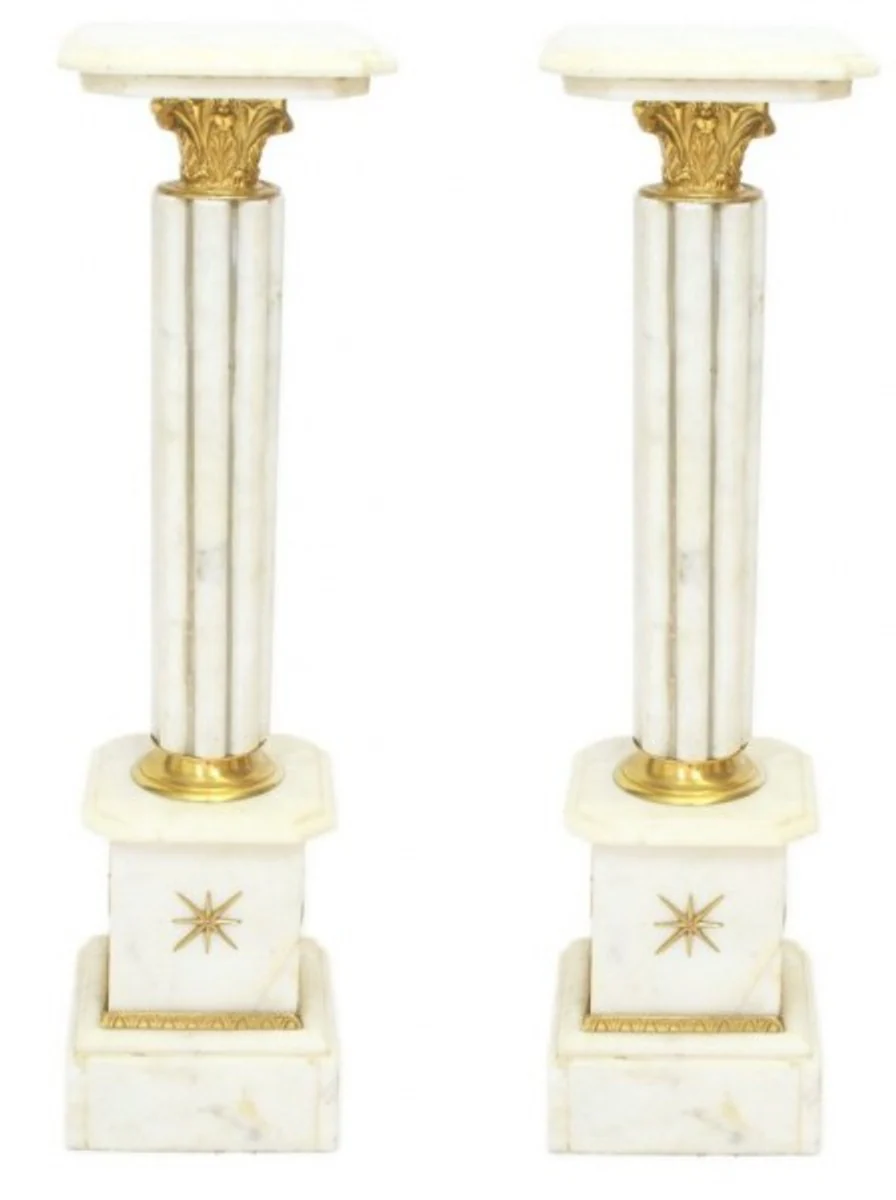 Casa Padrino Baroque marble columns set white / gold - marble column (2 pcs)
