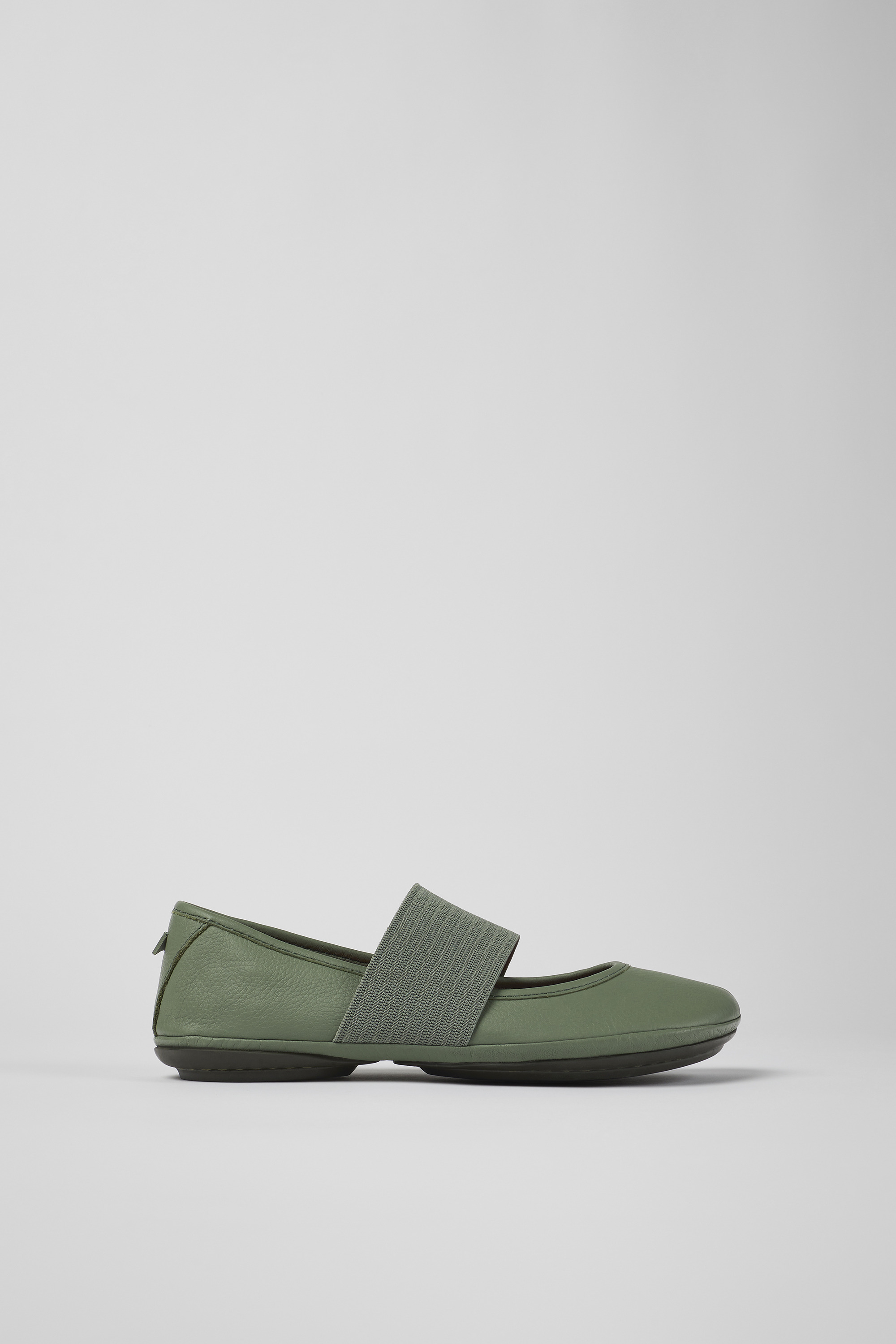 Right - Green leather ballerinas for women