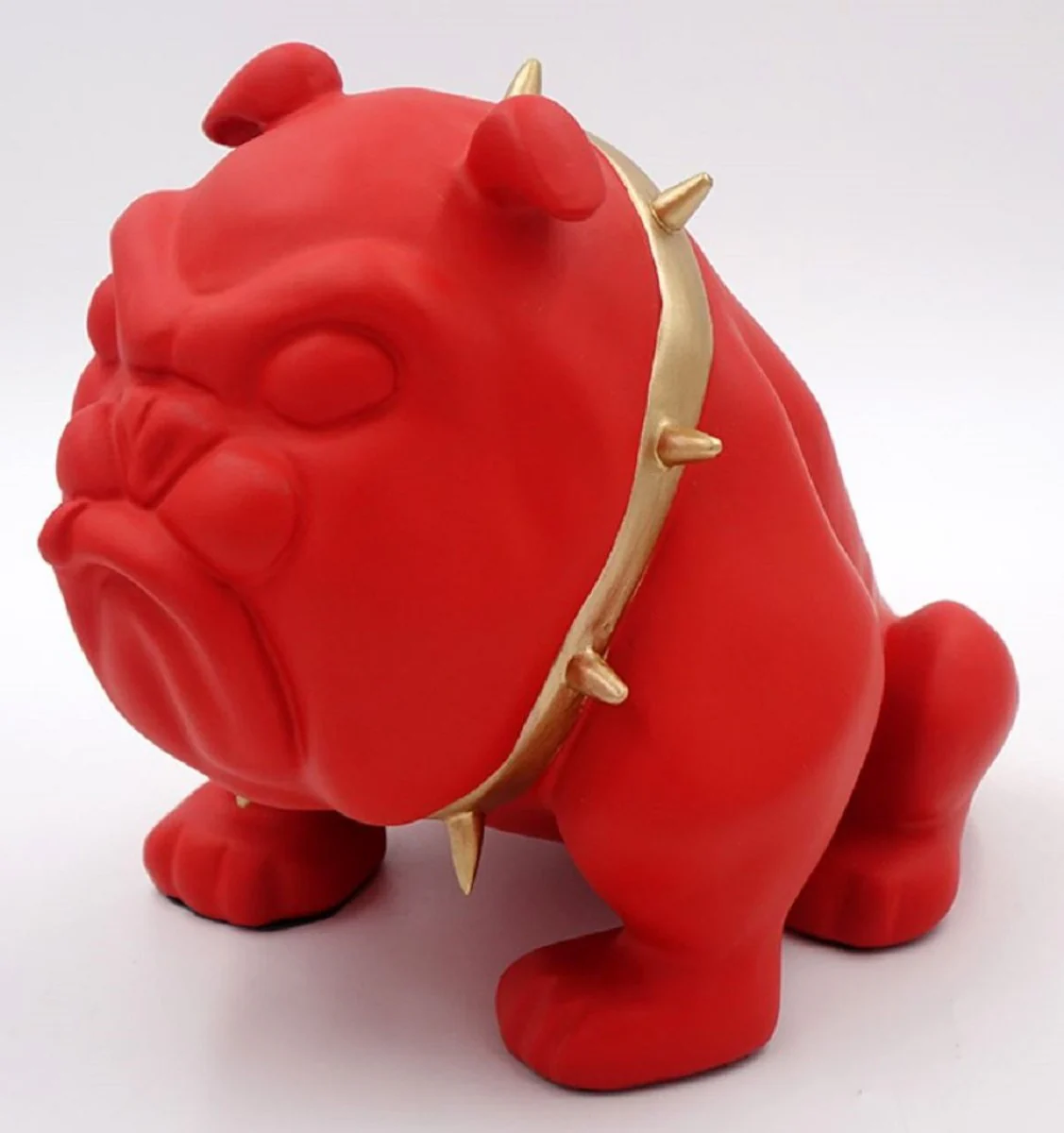 Casa Padrino figura decorativa de lujo perro bulldog con collar rojo / oro A. 55 cm - Escultura decorativa de resina - Decoraci¨®n sal¨®n - Figura animal decorativa de lujo