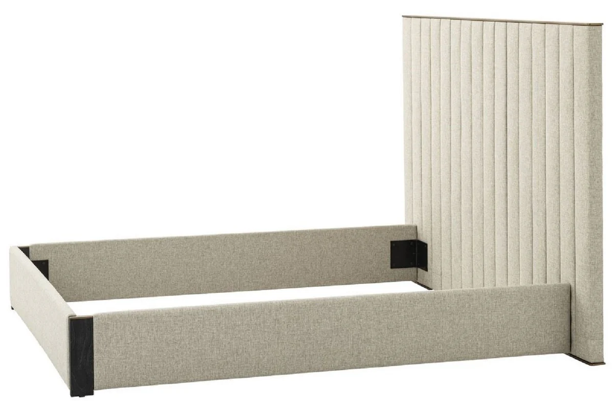 Casa Padrino estructura de cama doble de lujo con cabecero natural / lat¨®n / gris antracita 224 x 224 x A. 145,5 cm - Muebles de Dormitorio - Muebles de Hotel - Calidad de Lujo