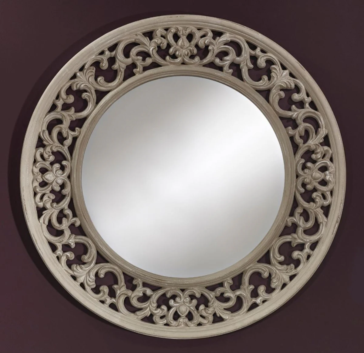 Casa Padrino espejo barroco greige ? 100 cm - Espejo de Pared de Estilo Antiguo