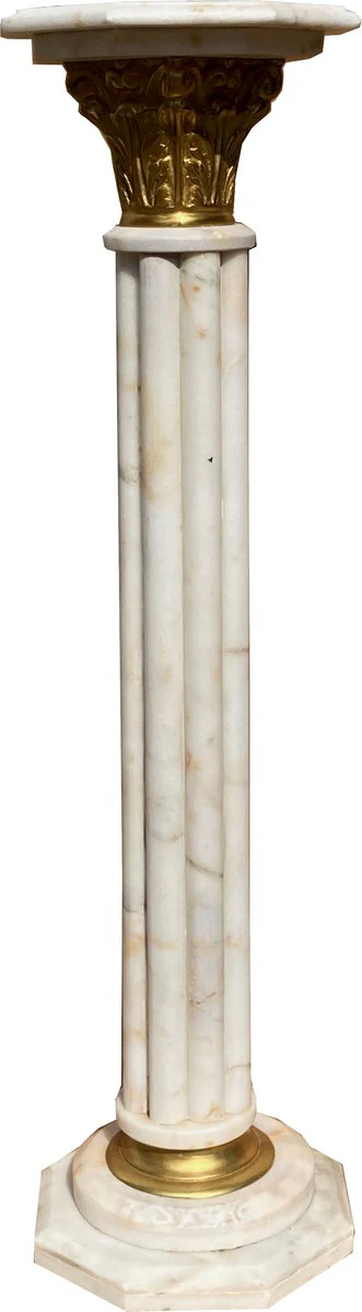 Casa Padrino pilar barroco blanco / oro A. 113 cm - Pilar de mármol magnífico en estilo barroco - Accesorios de decoración barroco