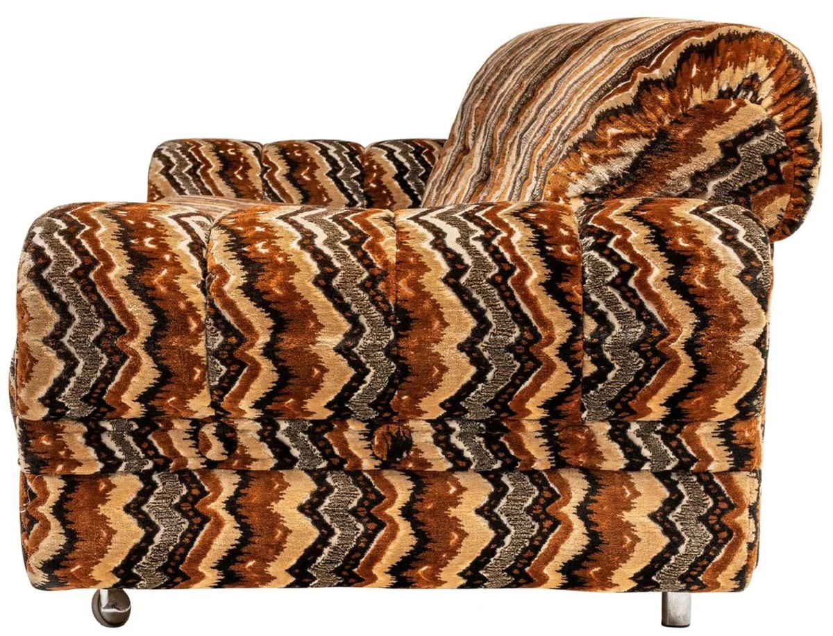 Casa Padrino sof¨¢ de lujo de dise?o de los a?os 70 beige / marr¨®n / negro 228 x 93 x A. 70 cm - Sof¨¢ de sal¨®n retro con ruedas - Muebles de sal¨®n de dise?o de los a?os 70