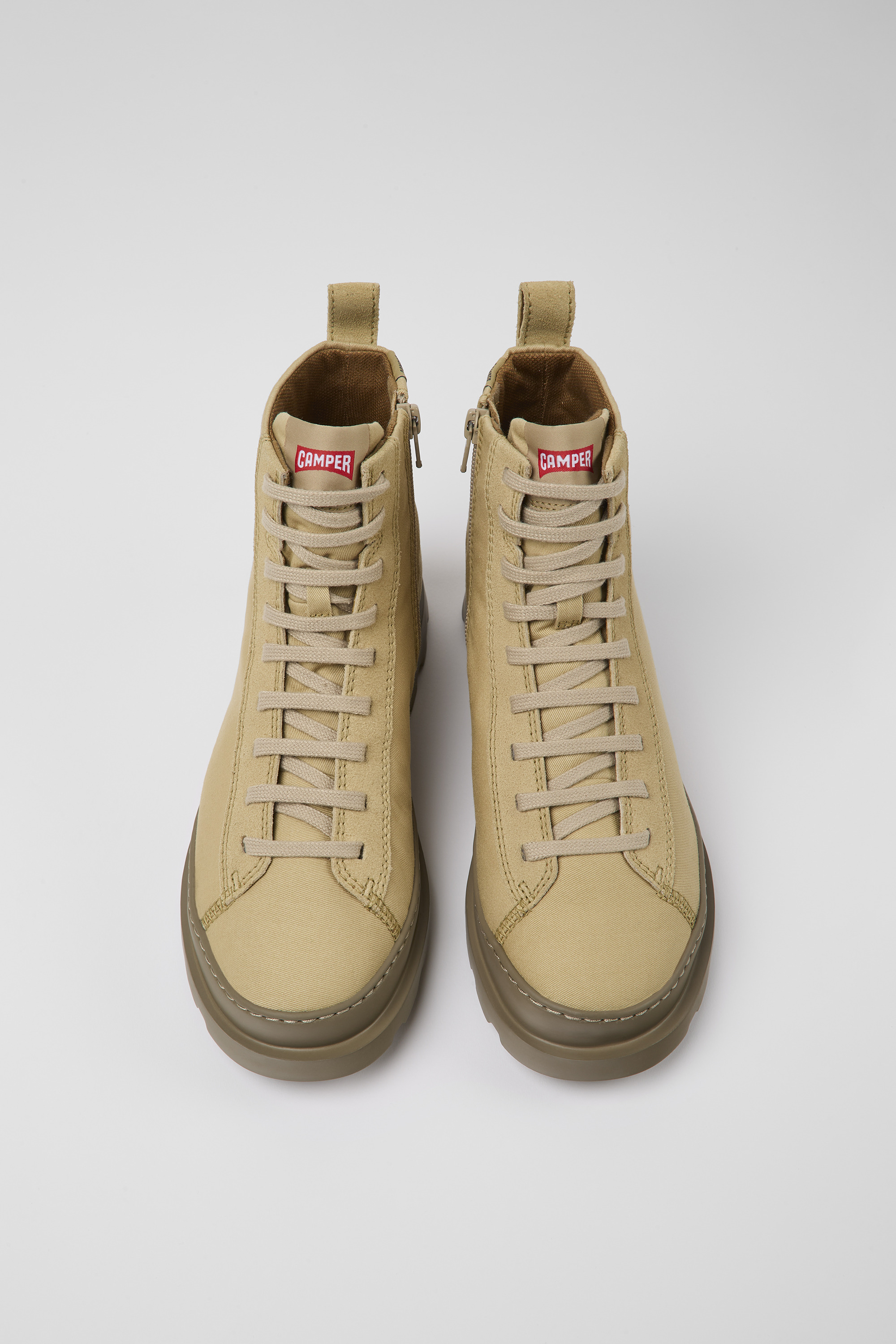 Brutus - Beige textile and nubuck ankle boots for women