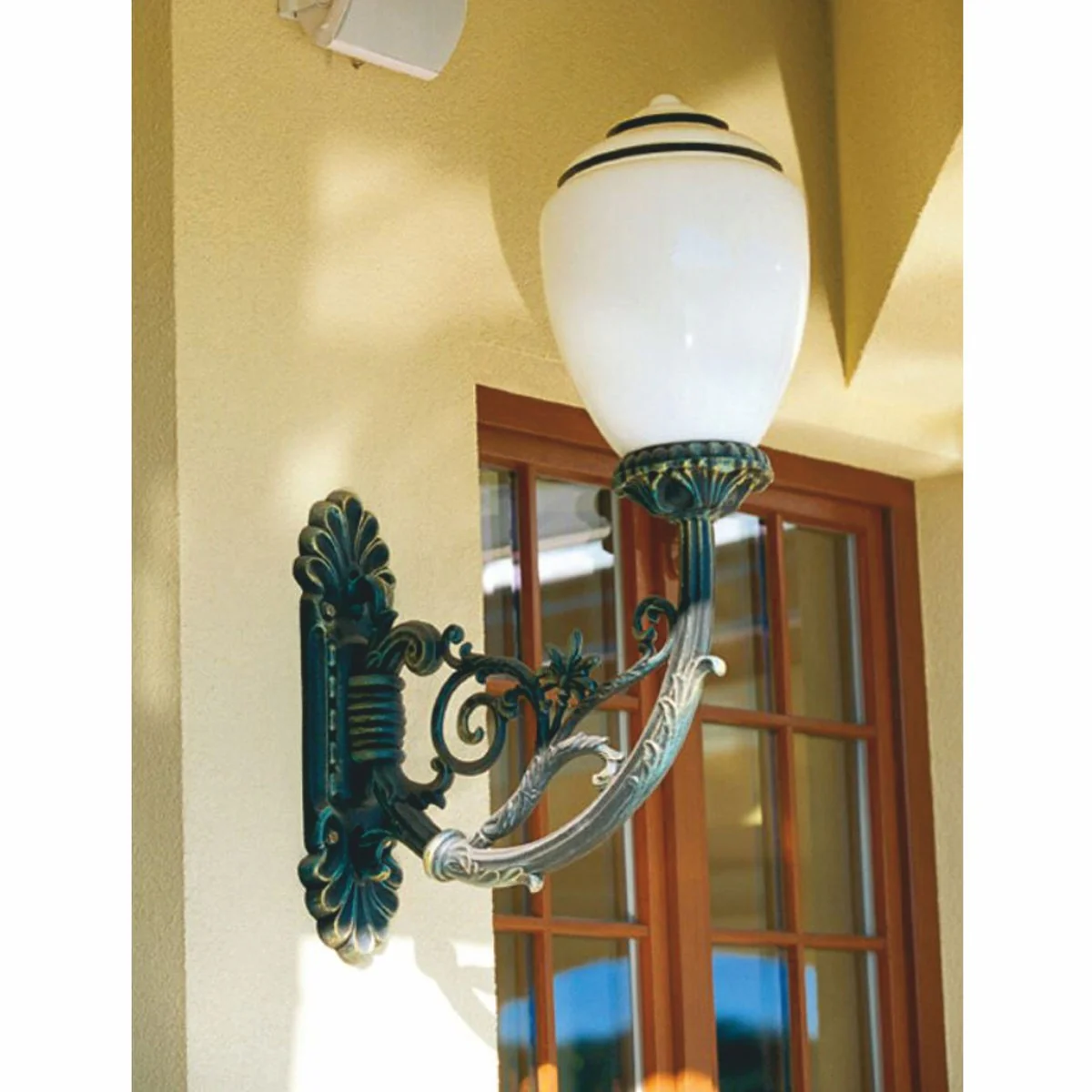 Casa Padrino l¨¢mpara de pared de exteriores barroco verde antiguo / blanco A. 89,5 cm - Iluminaci¨®n exterior