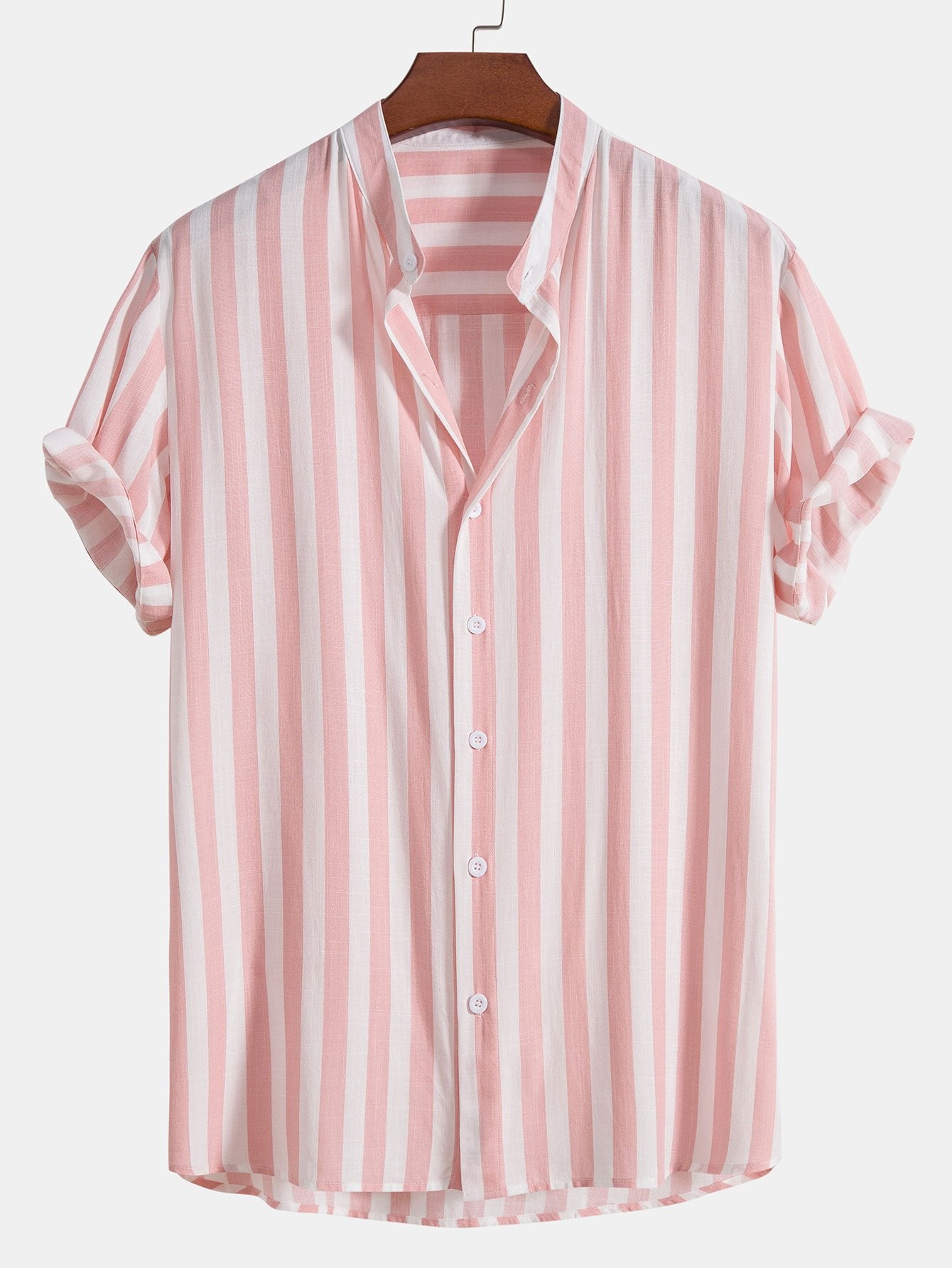 Striped Stand Collar Shirt