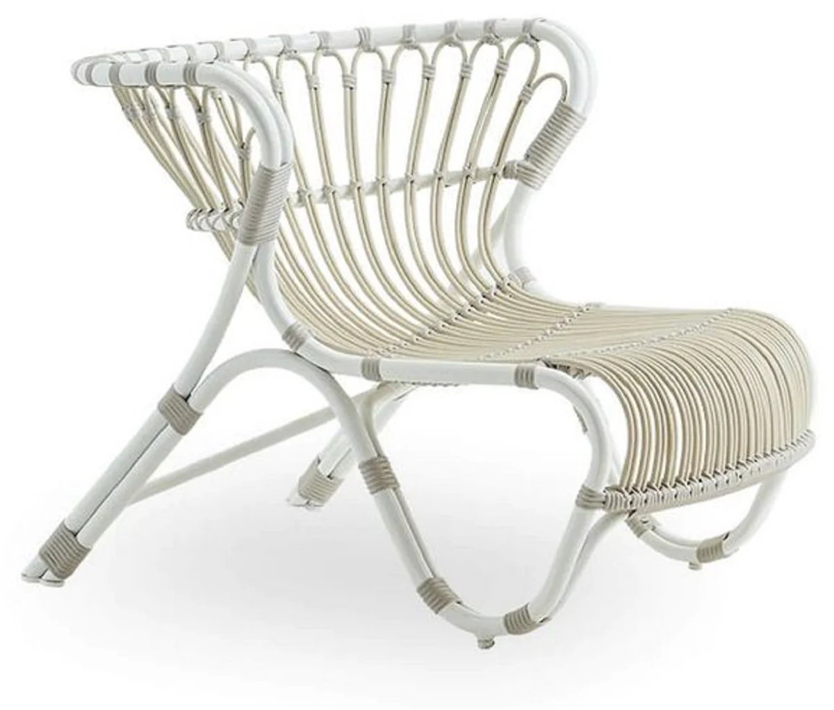 Casa Padrino sillón de jardín de lujo blanco / gris 79 x 92 x A. 68 cm - Sillón de jardín y terraza resistente a la intemperie - Muebles de Jardín y Terraza - Calidad de Lujo