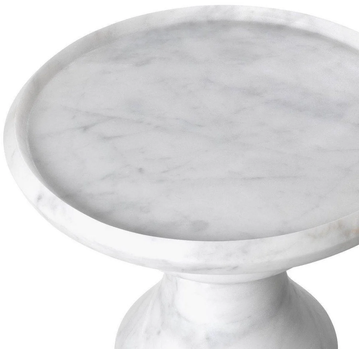 Casa Padrino mesa auxiliar de lujo blanco ? 33 x A. 39,5 cm - Mesa auxiliar redondo de m¨¢rmol de Carrara de alta calidad - Muebles de m¨¢rmol de lujo