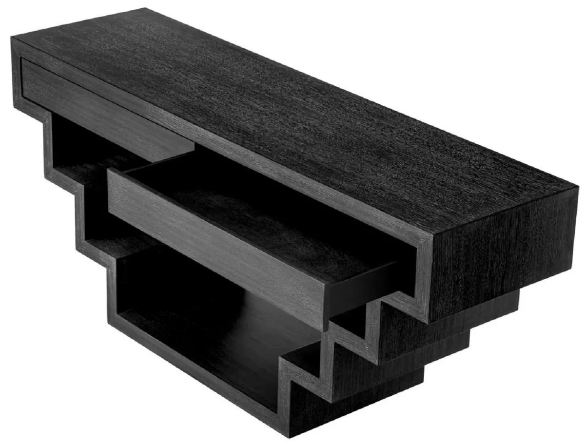 Casa Padrino consola de lujo negro gris 180 x 50 x A. 77 cm - Mesa consola rectangular con 2 cajones - Muebles de sal¨®n - Muebles de lujo - Interiores de lujo