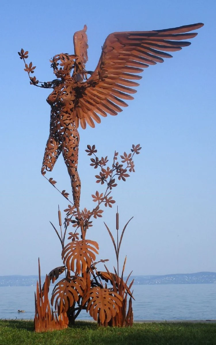 Casa Padrino escultura decorativa de lujo ¨¢ngel ¨®xido 200 x 145 x A. 370 cm - Enorme escultura de acero - Figura decorativa de jard¨ªn enorme - Esculturas de jard¨ªn - Esculturas de metal