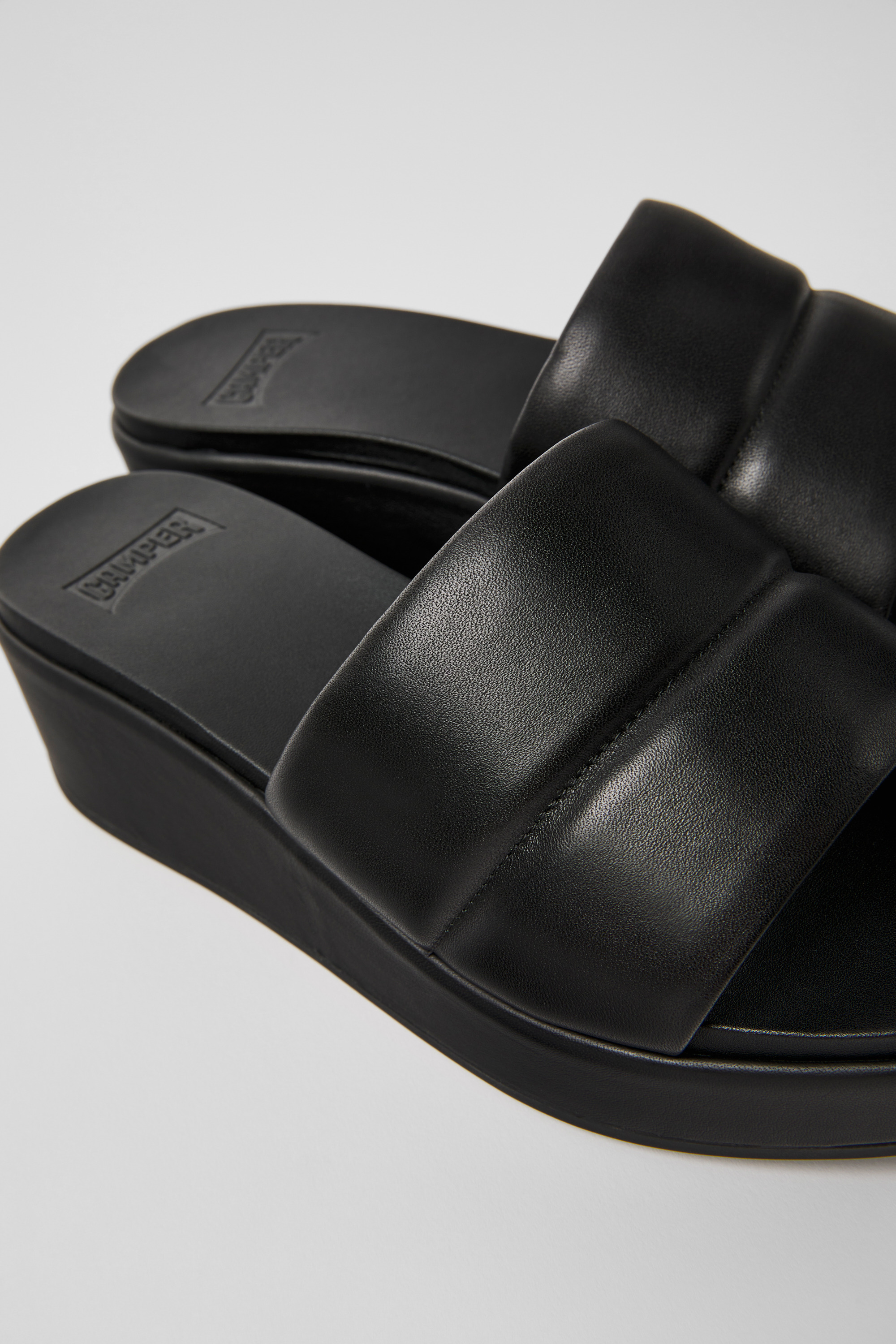 Misia - Black leather sandals for women