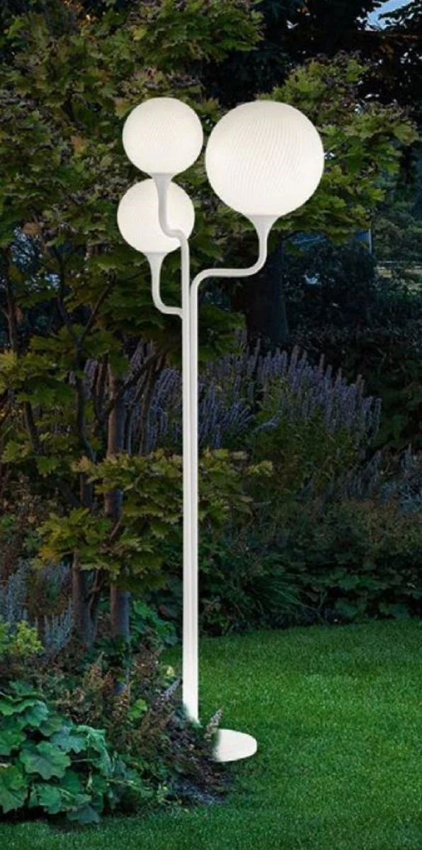 Casa Padrino l¨¢mpara de pie de exterior de lujo blanco 52 x 45 x A. 170 cm - Elegante linterna de jard¨ªn - Iluminaci¨®n de jard¨ªn - Iluminaci¨®n exterior - Calidad de lujo - Hecho en Italia